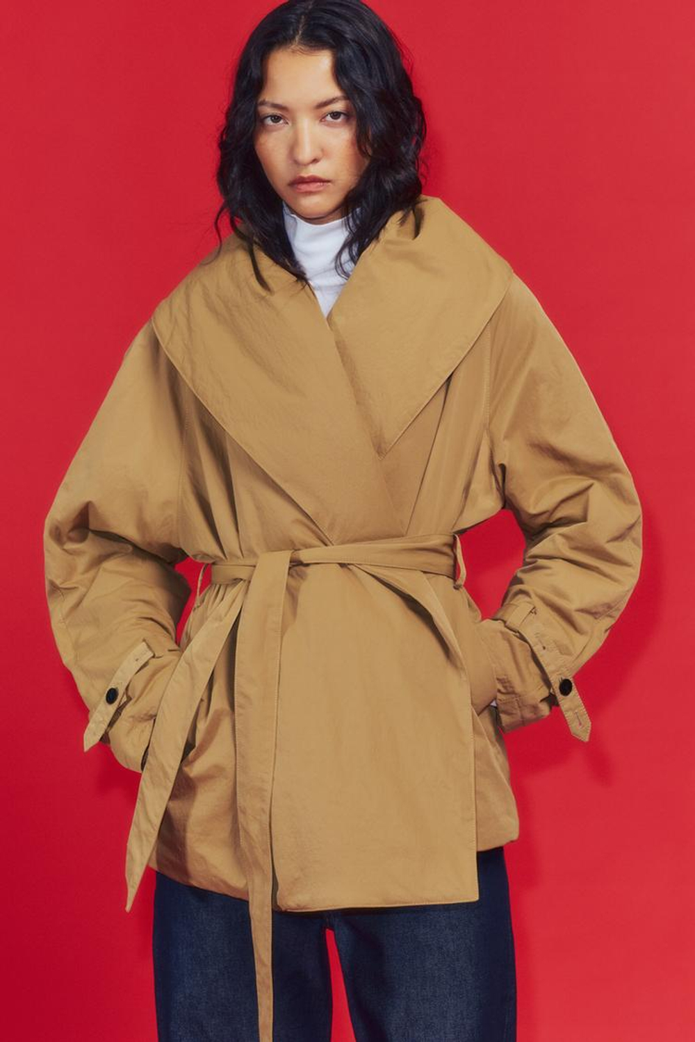 ZARA СТЕГАНАЯ КУРТКА ZW COLLECTION, БЕЖЕВЫЙ