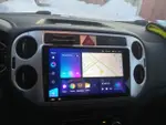 Магнитола для Volkswagen Tiguan 1 2007-2011, Golf Plus (аварийка треугольная, рамка серебро) - Teyes CC3 Android 10, Быстрая, CarPlay, SIM-слот