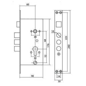 Корпус на китайскую дверь КАРАТ (АГАТ) 3024-3Р (без тяг, без задвижки) (674 BNT) (20)