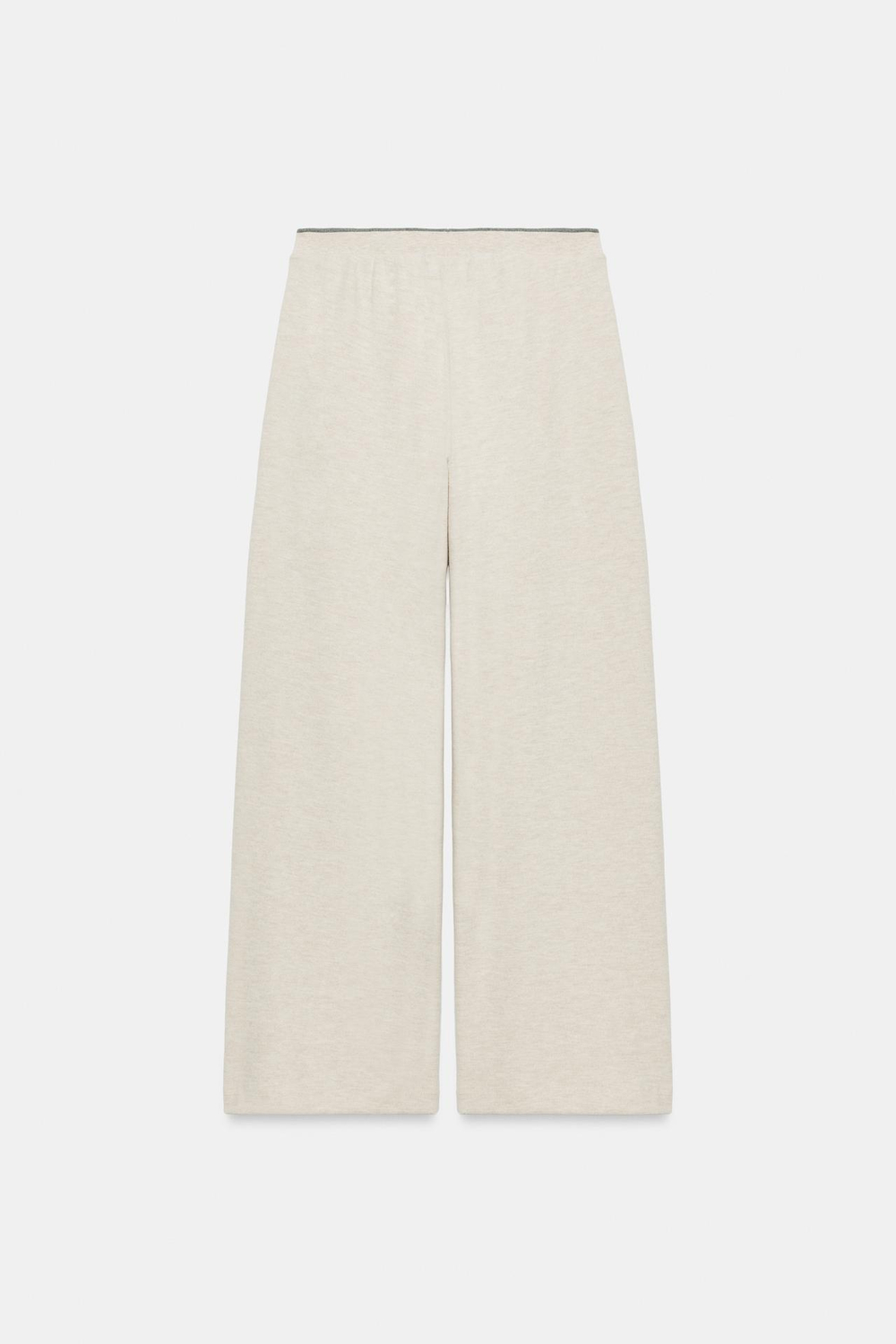 ZARA БРЮКИ ИЗ МЯГКОЙ ТКАНИ С КОНТРАСТНОЙ ПОЛОСКОЙ, БЕЖЕВЫЙ МЕЛАНЖ