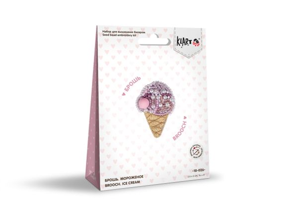 Набор для вышивания бисером Klart, Брошь. Мороженое, 3.5х5 см