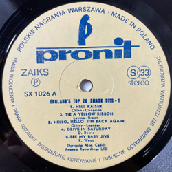 Винтажная виниловая пластинка LP Alan Caddy England's Top 20 Smash Hits Пластинка 1 (Польша 1974)