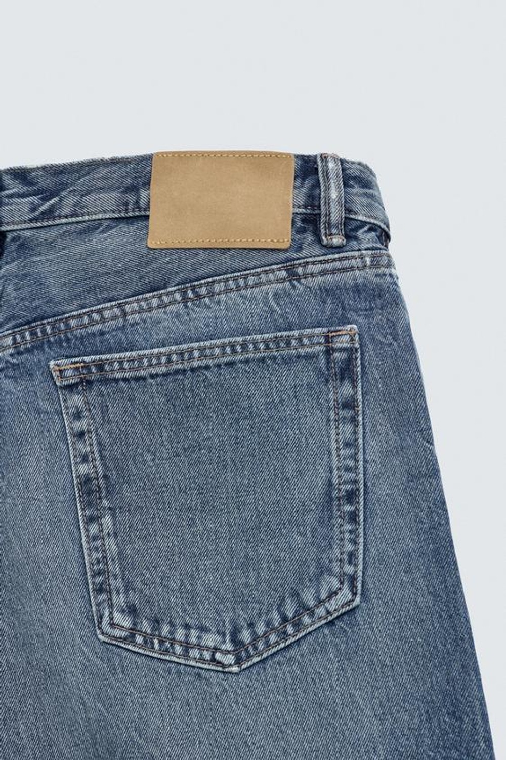 ZARA ДЖИНСОВЫЕ БЕРМУДЫ STRAIGHT FIT, СИНИЙ