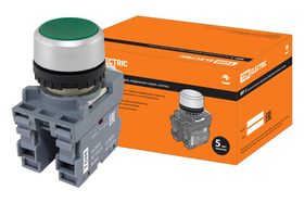 Кнопка MP1-20G в сборе d22мм 1з+1р зеленая TDM  SQ0747-0002