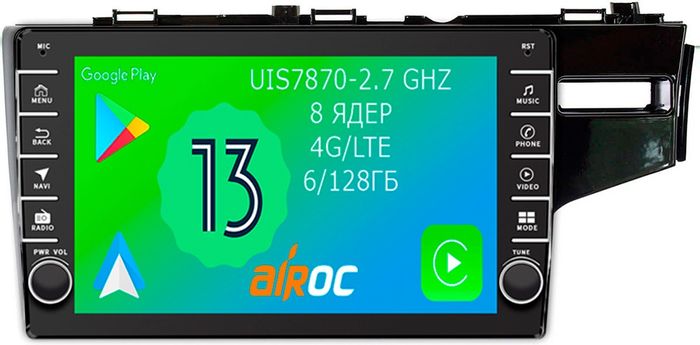 Магнитола для Honda Fit 3 2013-2020 (правый руль) - Airoc AB-1912R (кнопки и крутилки), Android 13, Быстрая, SIM-слот, CarPlay