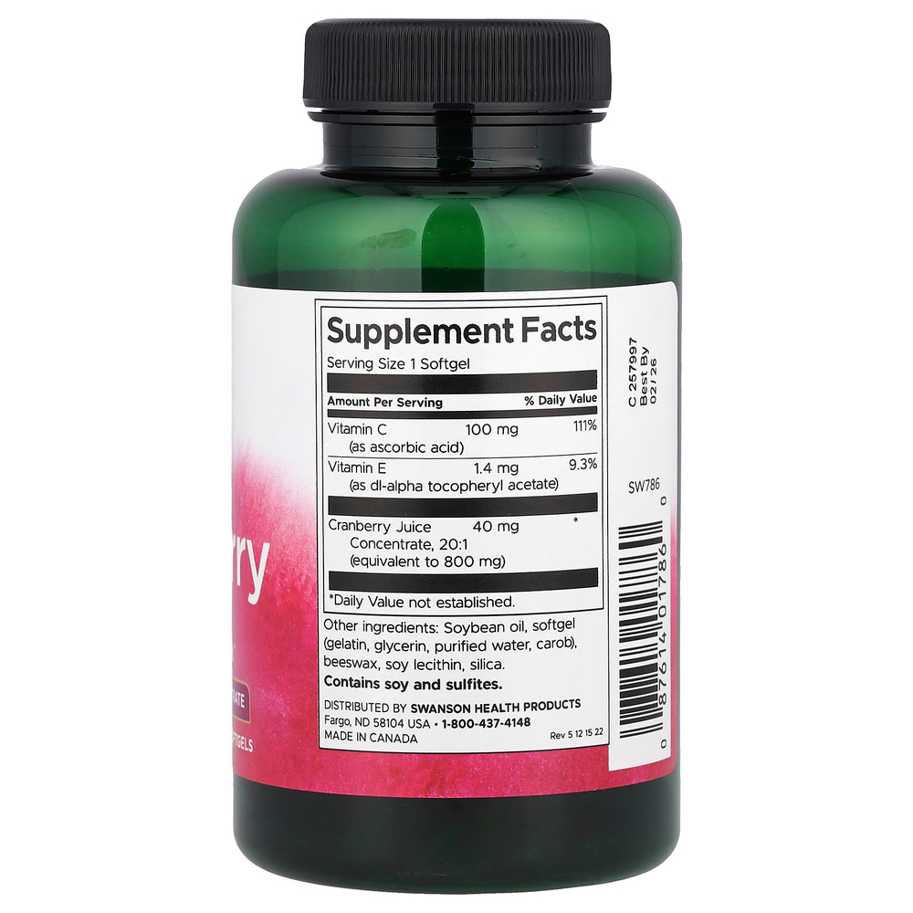Swanson Vitamins, Клюква, 180 капсул