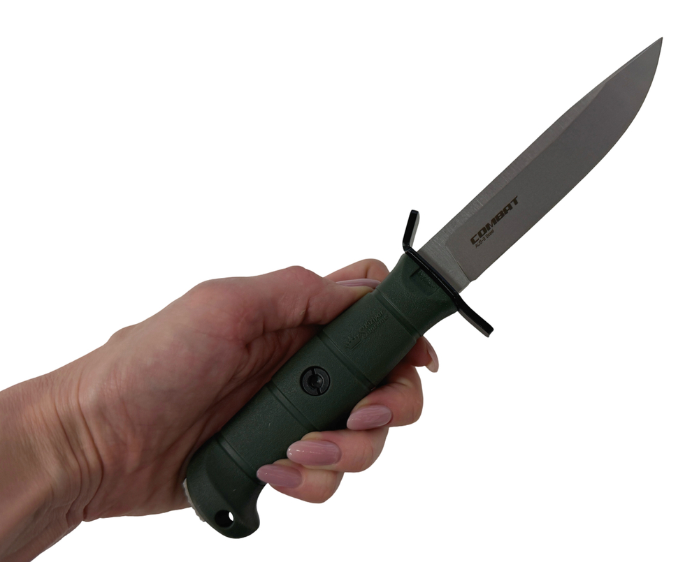 Нож тактический Combat, сталь AUS-8 StoneWash, Olive, Kizlyar Supreme, 4610094297253