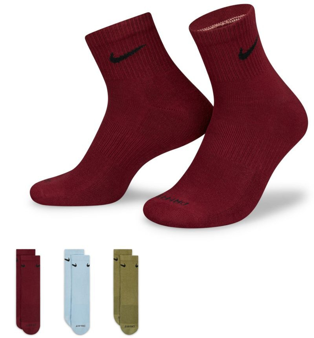 Теннисные носки Nike Everyday Plus Cushioned Training Ankle Socks 3P - разноцветный