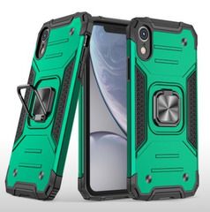 Противоударный чехол для iPhone XR зеленый с пластиной для магнитного автодержателя и кольцом подставкой Противоударный чехол для iPhone XR зеленый с пластиной для магнитного автодержателя и кольцом подставкой