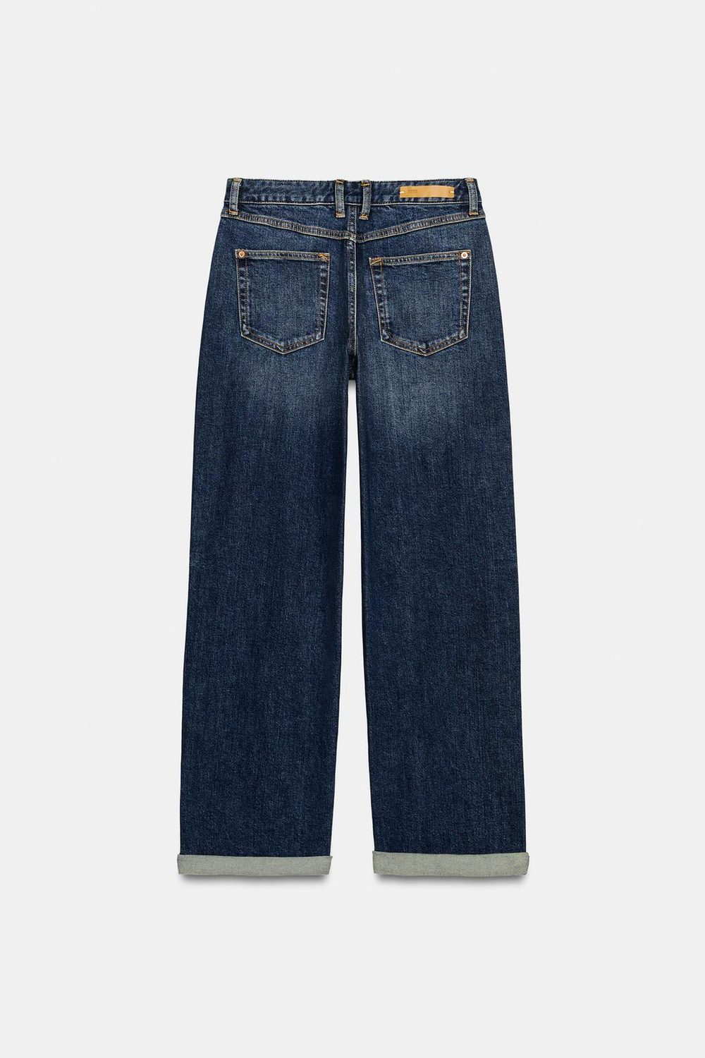ZARA ДЖИНСЫ Z1975 RELAXED FIT СО СРЕДНЕЙ ПОСАДКОЙ И ОТВОРОТАМИ, СИНИЙ
