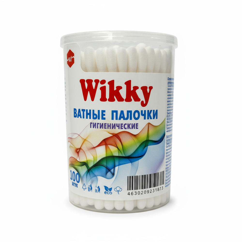 Ватные палочки Wikky круглая банка 48*100шт