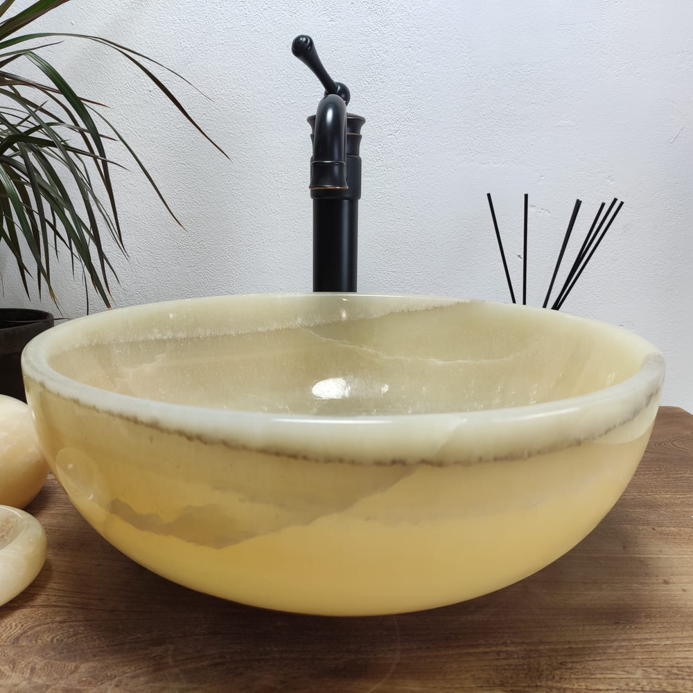 Раковина из оникса Bowl Yellow BO-60975 40x40x15 из натурального камня