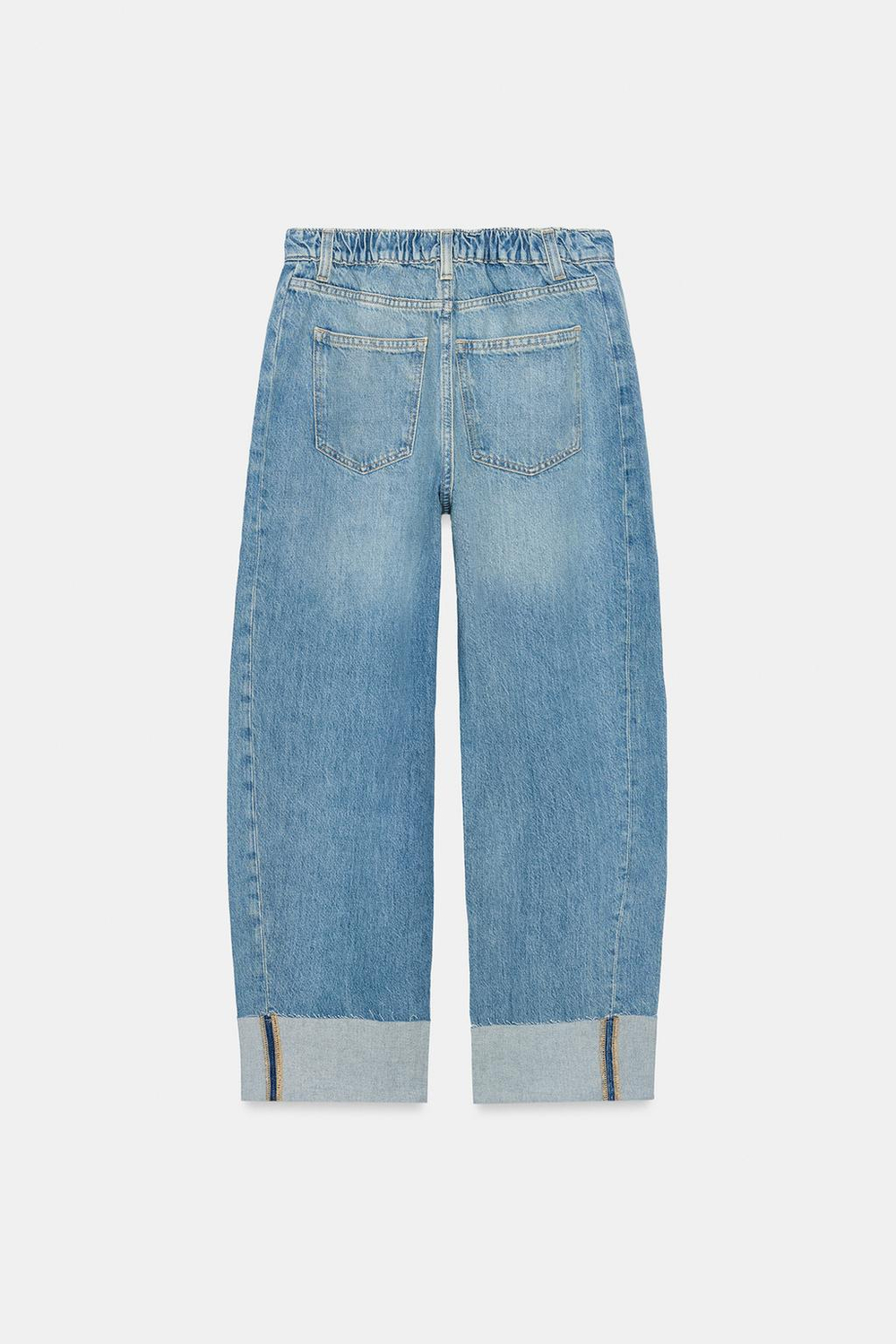 ZARA ДЖИНСЫ Z1975 BAGGY СО СРЕДНЕЙ ПОСАДКОЙ И ОТВОРОТАМИ, ВЫЦВЕТШИЙ СИНИЙ