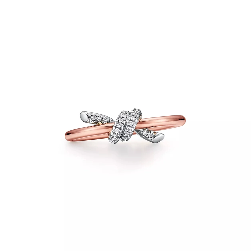 Кольцо из розового золота и платины с бриллиантами, Tiffany 💠 Knot