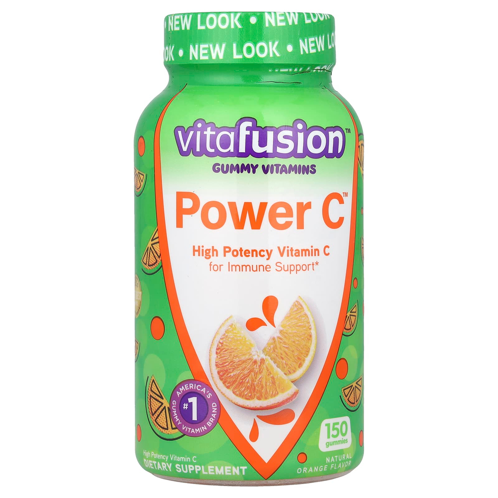 VitaFusion, Power C ™, жевательные мармеладки с витамином С высокой эффективности, натуральный апельсин, 150 жевательных таблеток