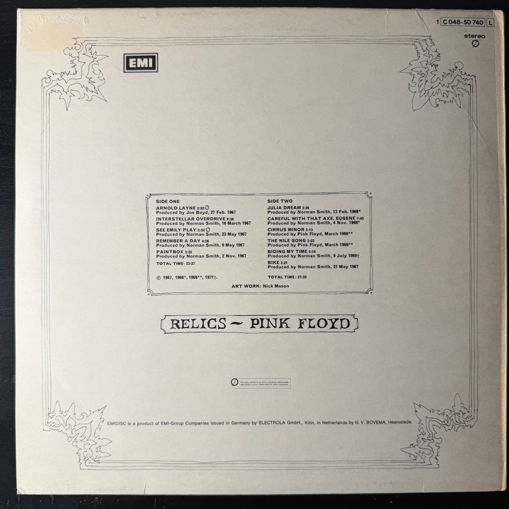 Pink Floyd – Relics (Германия 1972г.) Т
