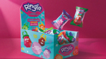 «RINGLE» леденцовая карамель со вкусом яблока, бабл гам, колы,  клубники, апельсина, арбуза, 15 г *