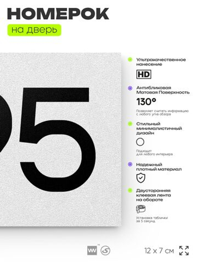 Номер на дверь 995, табличка на дверь для офиса, квартиры, кабинета, аудитории, склада, белая 120х70 мм, Айдентика Технолоджи