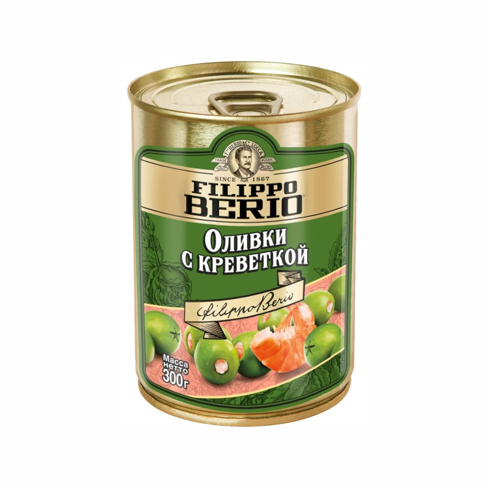 Оливки с креветкой, 300 Г, FILIPPO BERIO