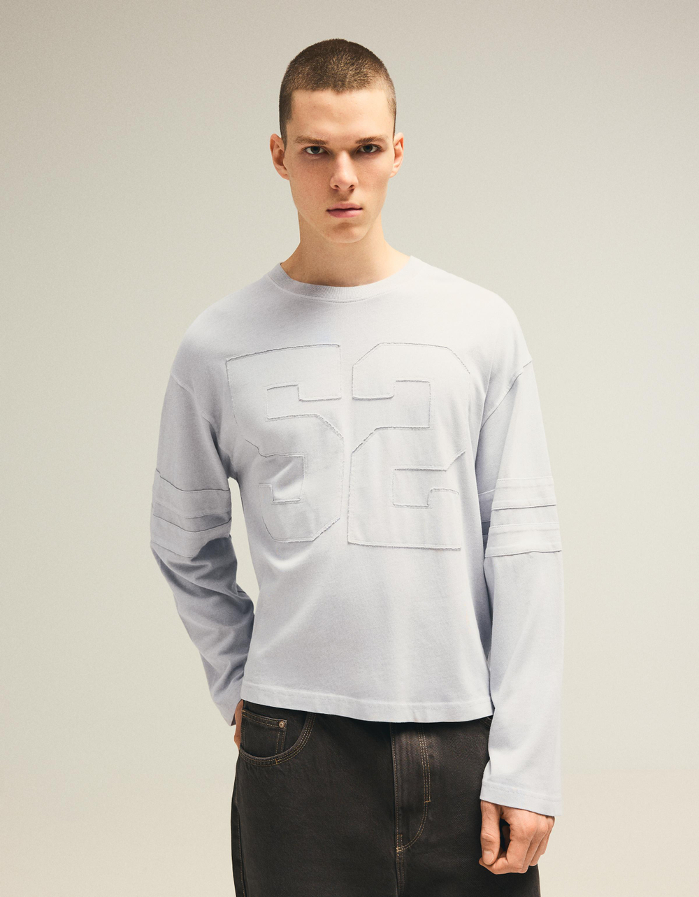 Мужской лонгслив с принтом, арт. 3025/443 - BERSHKA