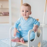 Боди-кимоно с длинным рукавом "Светлый деним" 0+