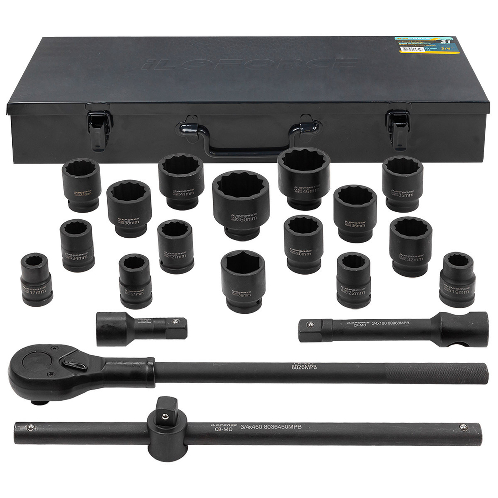 Набор инструментов ударных 21пр, 3/4''(12гр.) ILOforce IF-6212-9MPB