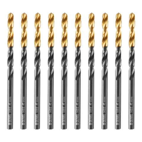 Сверло по металлу, 4 мм, HSS-Tin, Golden Tip, 10 шт. Denzel