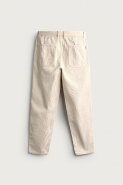 ZARA ВЕЛЬВЕТОВЫЕ БРЮКИ CARROT FIT С ЭФФЕКТОМ ПОТЕРТОСТИ, ЭКРЮ