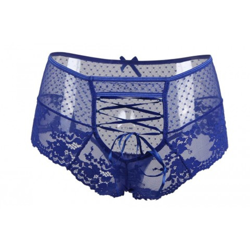 Трусики на высокой посадке Lace Strappy, синие, XS-S