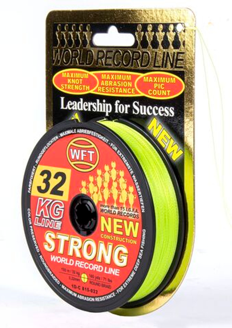 Леска плетёная WFT KG STRONG Chartreuse 150 м, 0.22 мм