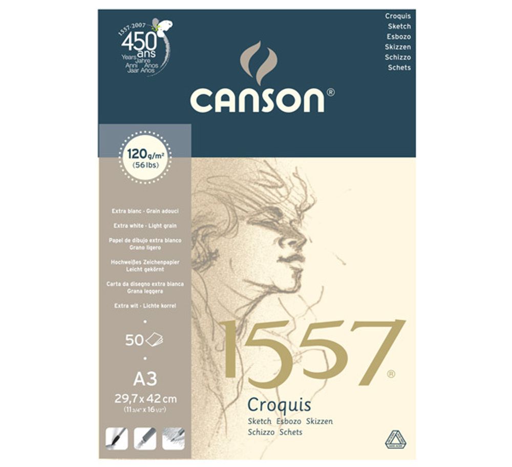 Альбом для графики 120 г/м², 29.7х43.7 см, на спирали 50 л, 1557 Canson C31412A002 Альбом для графики 120 г/м², 29.7х43.7 см, на спирали 50 л, 1557 Canson C31412A002
