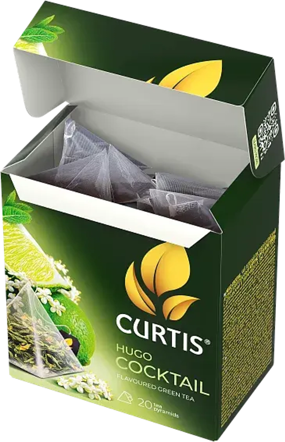 Curtis Hugo Cocktail, чёрный чай с ароматом бузины и мяты в пирамидках, 20 × 1,8г. Кёртис