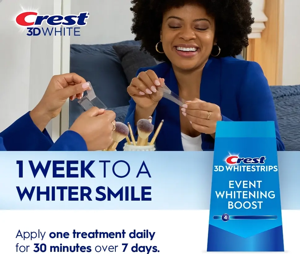 Отбеливающие полоски для зубов Crest 3D Whitestrips Event Whitening Boost