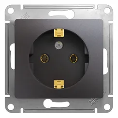 Розетка с заземлением без шторок Systeme Electric Glossa Графит GSL001343