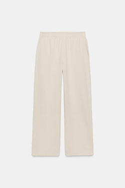 ZARA ПРЯМЫЕ ХЛОПКОВЫЕ БРЮКИ, ПЕСОЧНЫЙ