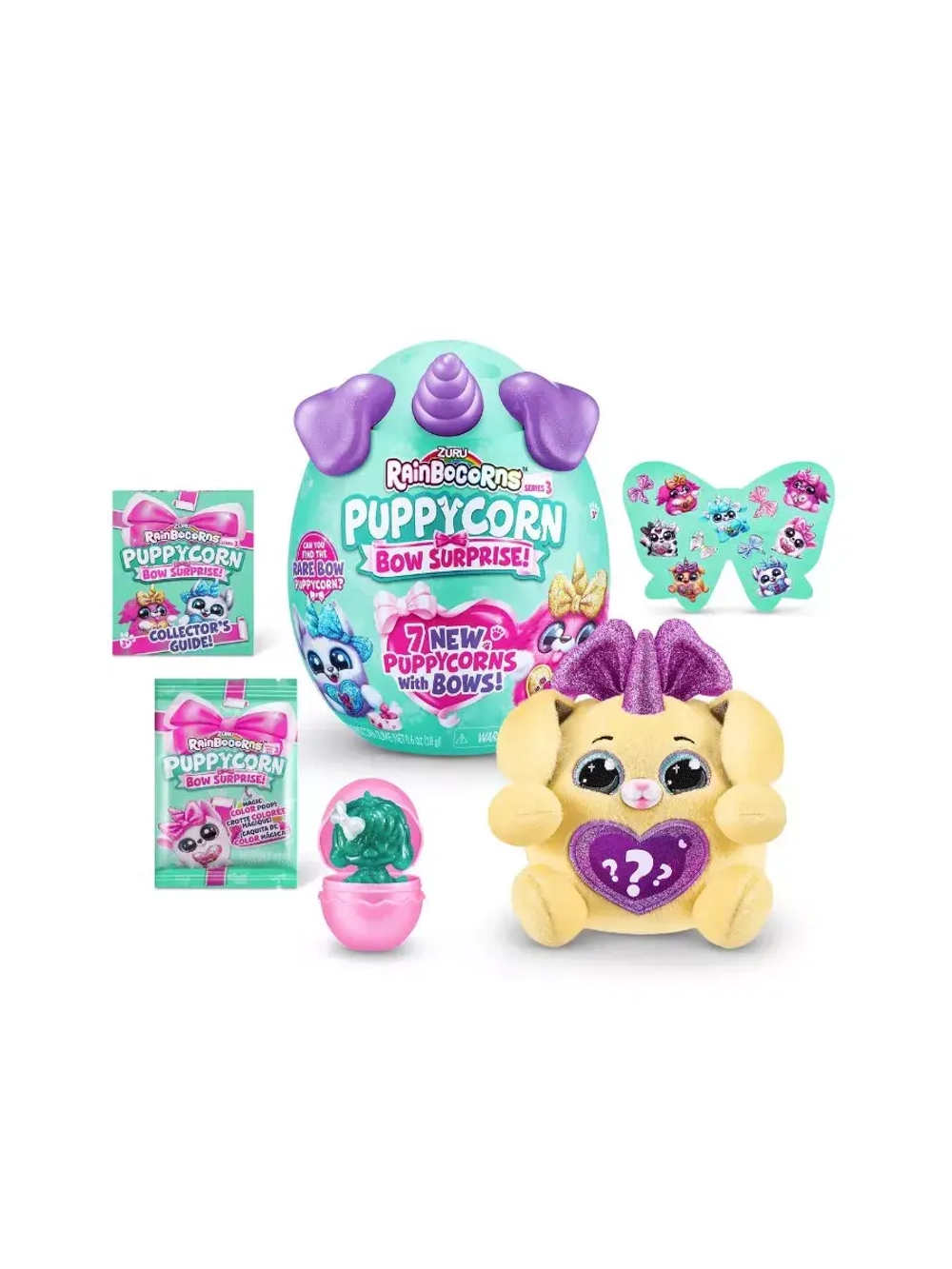 Мягкая игрушка сюрприз яйцо Rainbocorns Puppycorn Bow Зуру