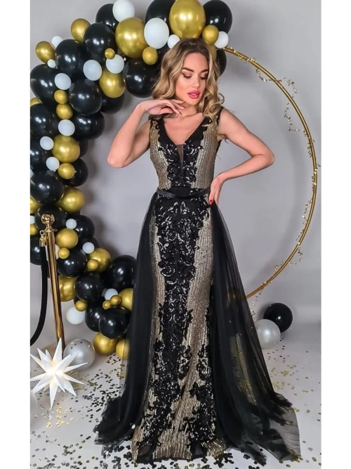 черное макси платье со шлейфом + plus size