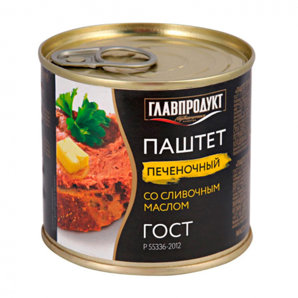 Консервы мясные. Паштет печёночный со сливочным маслом (Главпродукт, ж/б), 250 г, с ключом