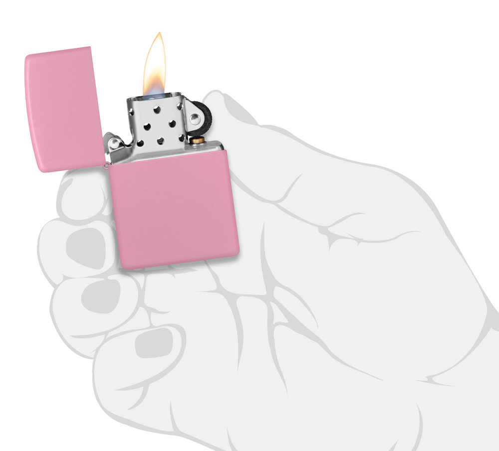 Зажигалка Zippo Pink Matte с покрытием Pink Matte, латунь/сталь, розовая, матовая, 36x12x56 мм