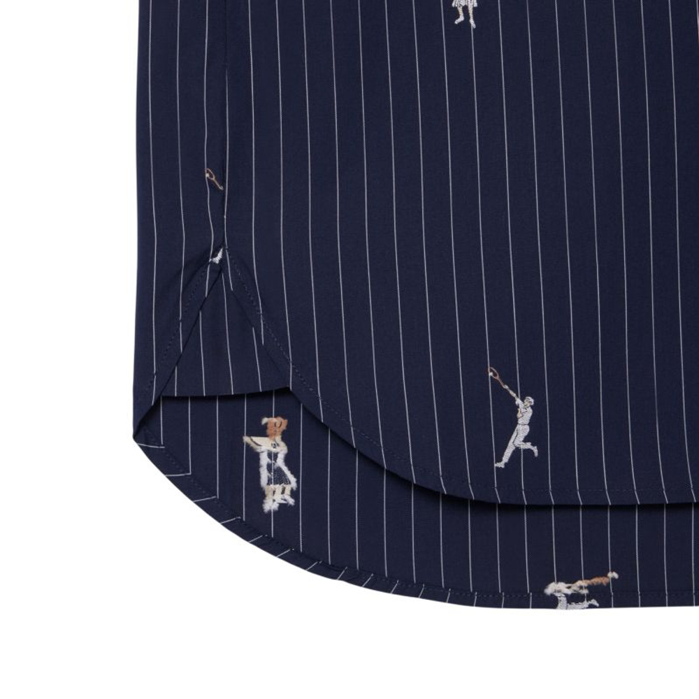 Женское теннисное поло Lacoste Oversized with Jacquard Motifs - navy blue/white