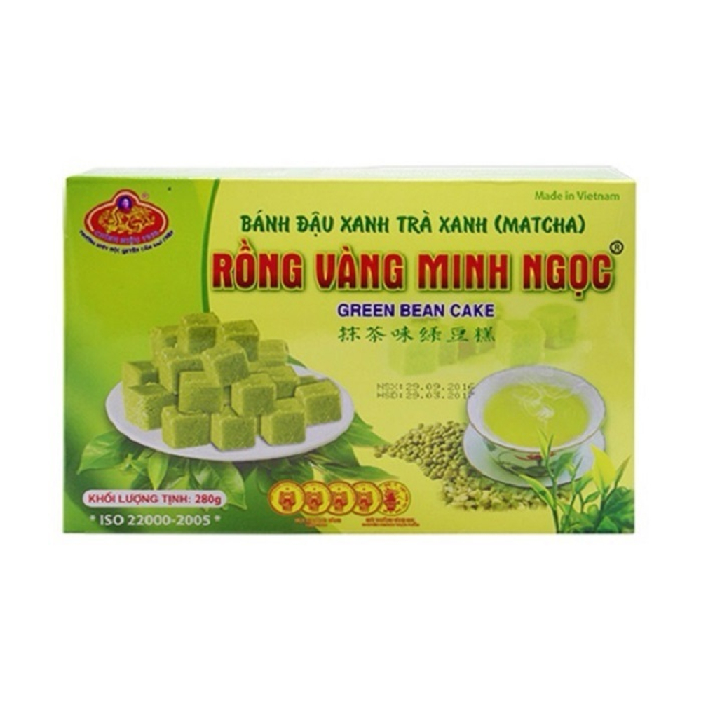 Халва из маша (бобы мунг) со вкусом зеленого чая матча, 280гр., RONG VANG MINH NGOC BANH DAU XANH TRA XANH MATCHA, Вьетнам