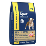 Корм для щенков сухой Брит BRIT PREMIUM Dog Puppy and Junior Medium с курицей, 8кг