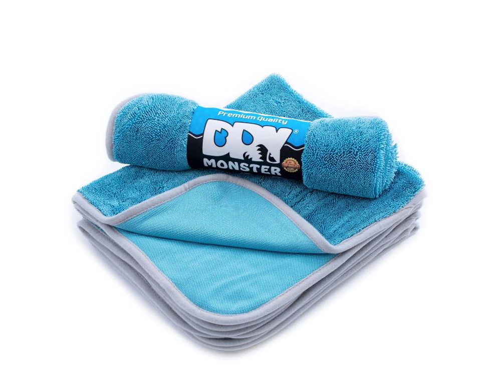 DRY MONSTER TOWEL STANDART Голубая микрофибра для сушки с оверлоком 55*75см 750гр/м