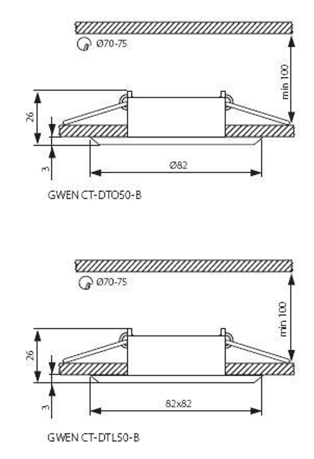 Cветильник точечный черный KANLUX GWEN CT DTO50-B