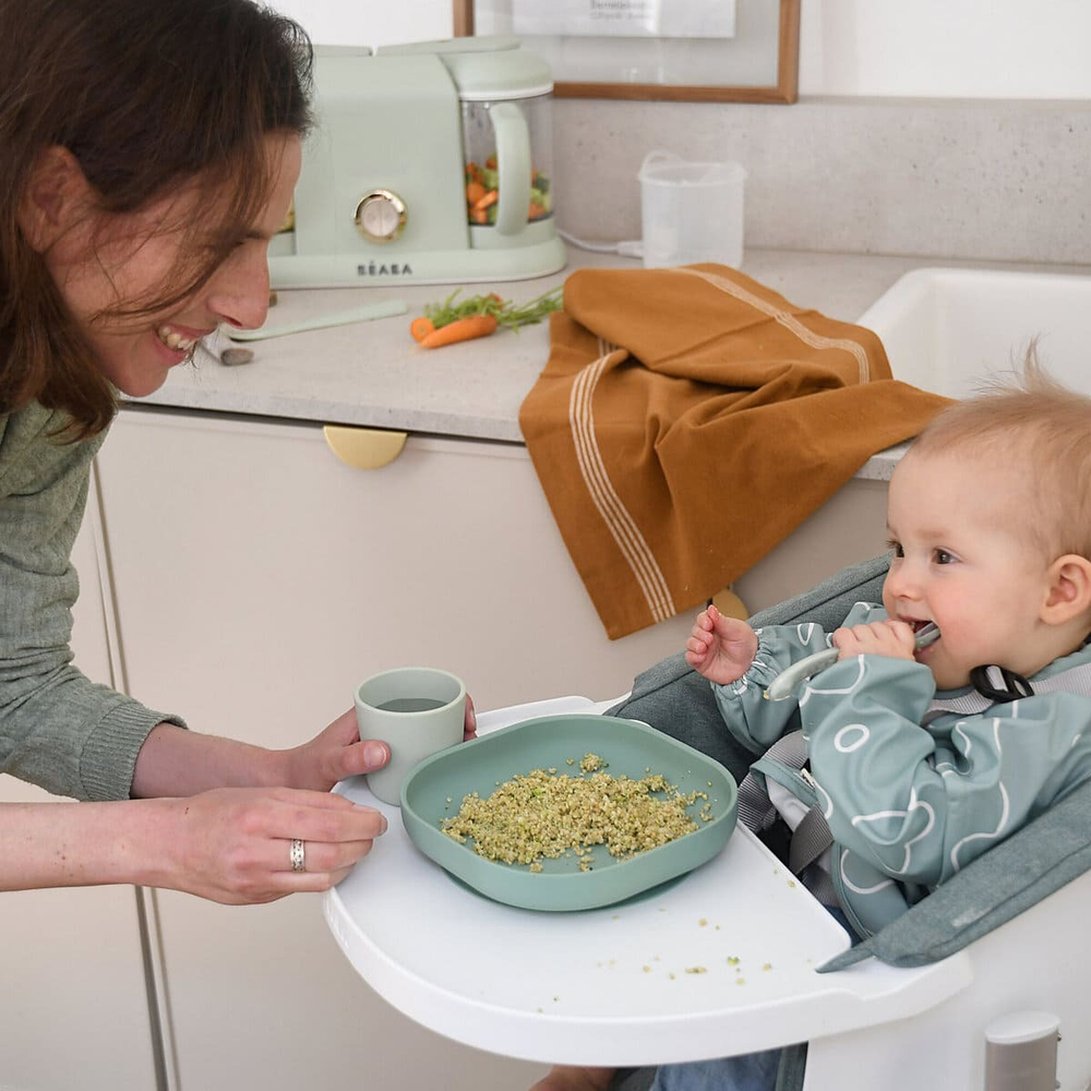 Набор детской силиконовой посуды BEABA 4 предмета зеленый