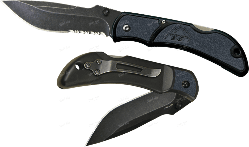 Складной нож OUTDOOR EDGE Chasm Medium, серрейторная кромка лезвия, серая рукоятка