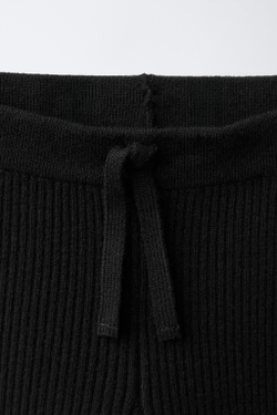 ZARA ТРИКОТАЖНЫЕ ЛЕГИНСЫ В РУБЧИК, ЧЕРНЫЙ