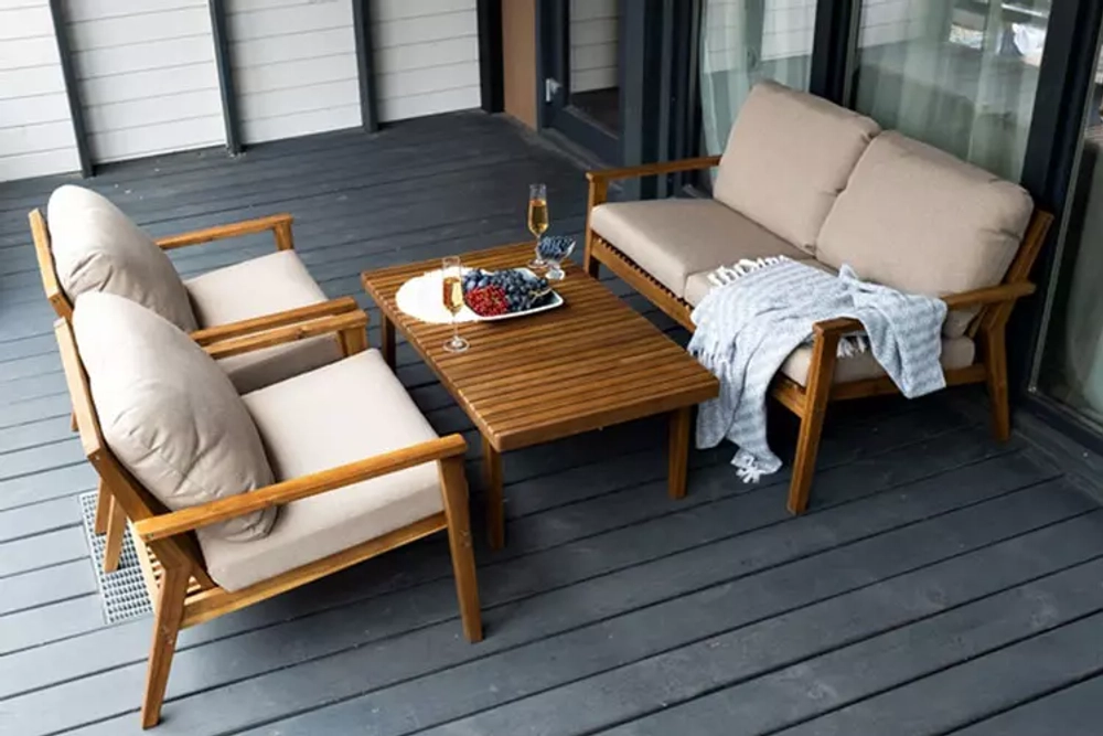 Диван из акации Joygarden МОНА 2-х местный, Natural Teak, бежевый
