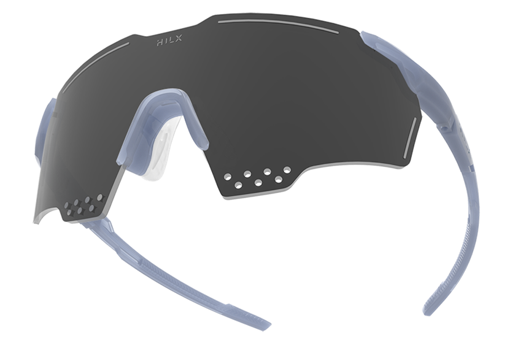 Спортивные очки HILX Gladiator (L) / Shiny Crystal Milky Light Grey / Black Mirror Lens
