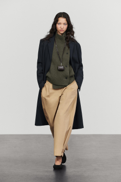 Massimo Dutti Кардиган из смесовой шерсти с двубортной застёжкой, серовато-зеленый